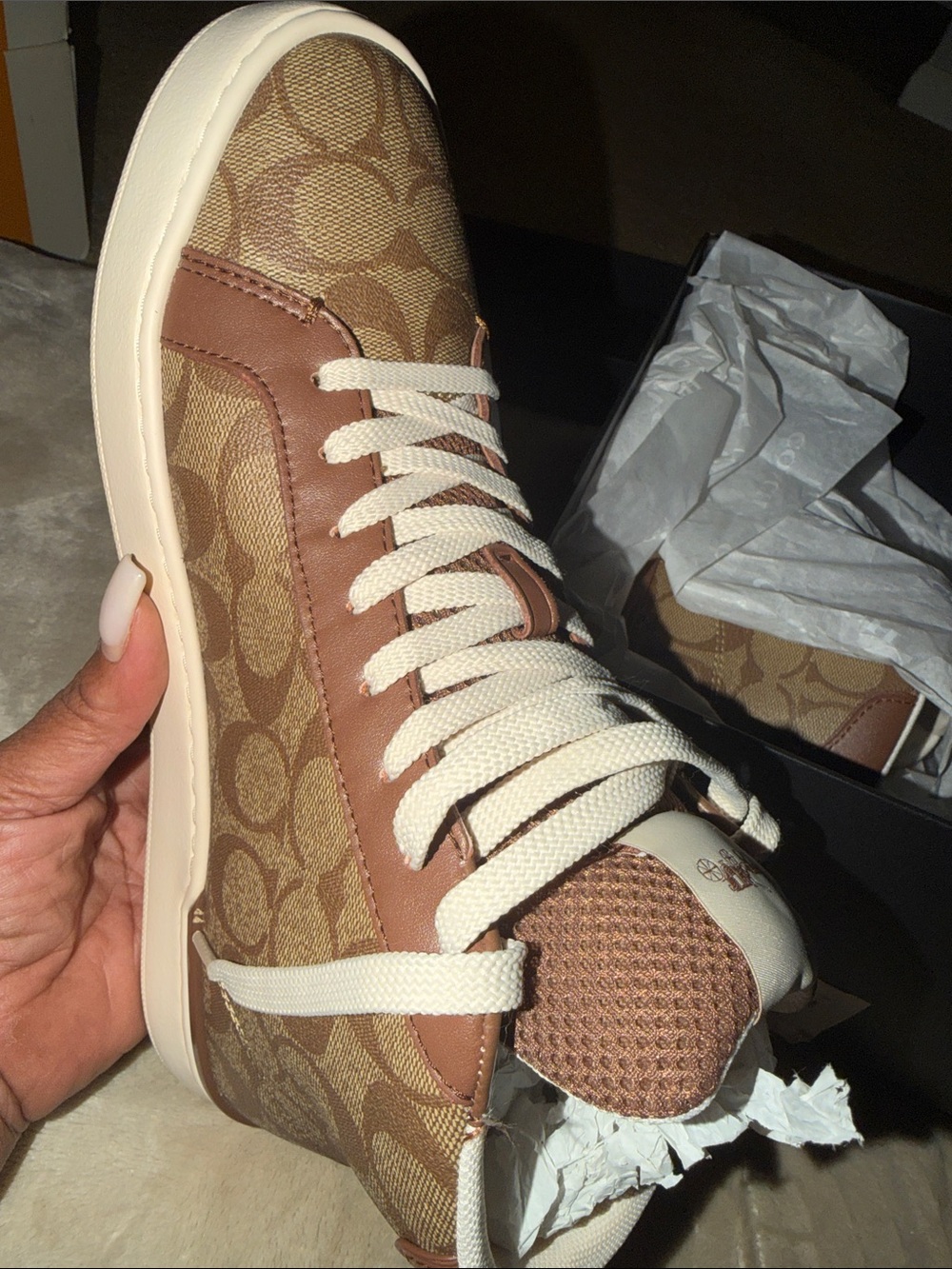 Coach Men's Tan/Brown Signature Low-Top Sneaker